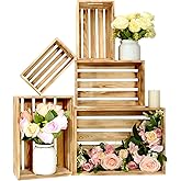 BOY MCOWBOY 5 Pcs Decorative Wood Crates for Display, 5 Size Large Farmhouse Wooden Basket for Storage Container and Decorati