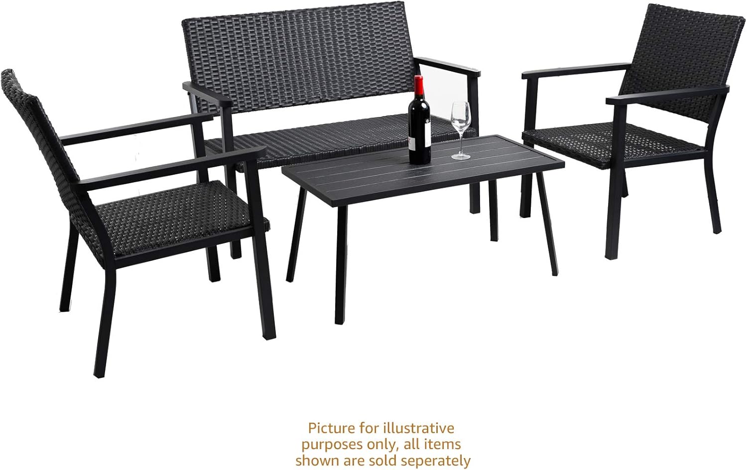 C-Hopetree Patio Lounge Chair for All Weather Outdoor use with Hand Woven Black Wicker and Frame: Kitchen & Dining