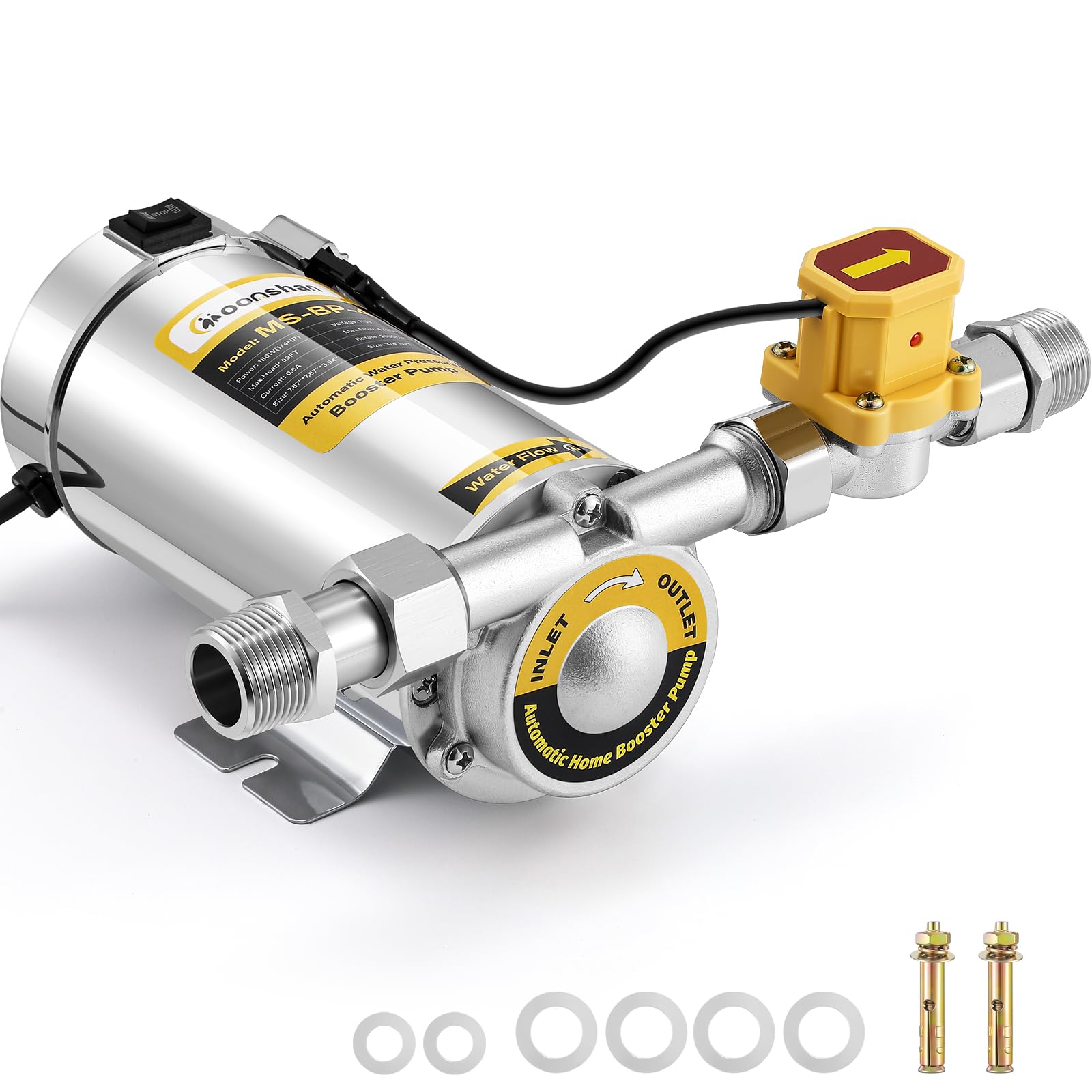 Photo 1 of Moonshan Water Pressure Booster Pump 180W Automatic Home Water Pump with Water Flow Switch for Household Shower Kitchen Bathroom Irrigation