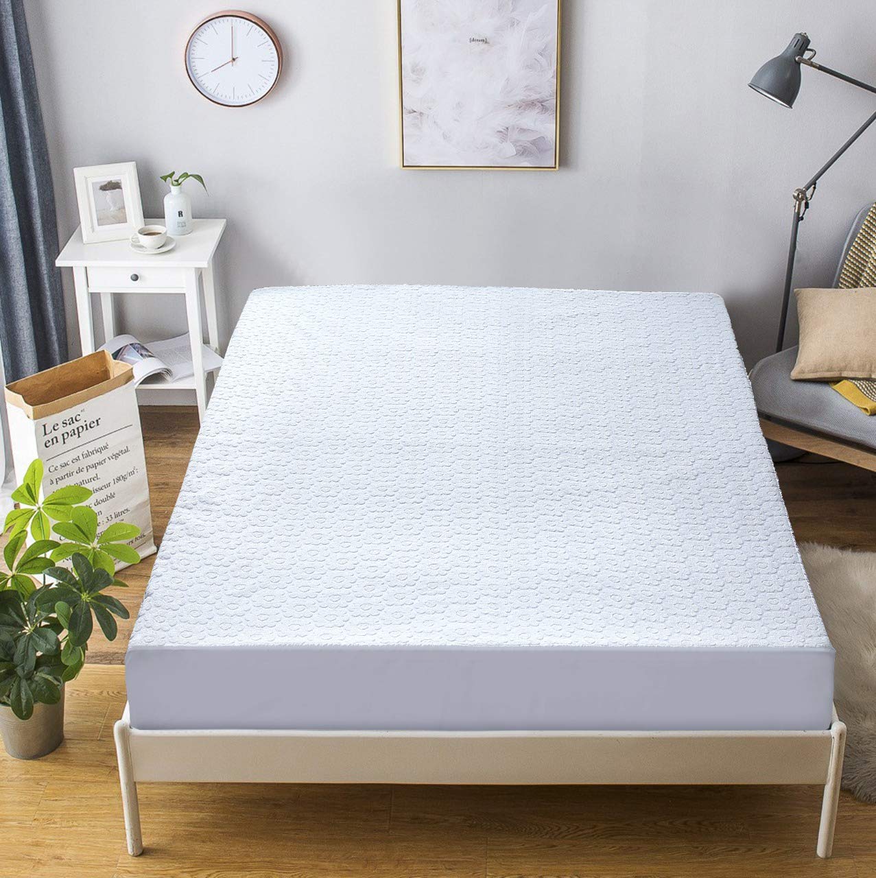 Vision Textiles 100% Water & Moisture Proof Extra Deep FLORAL Terry Towel Mattress Protector Topper Cover Anti Allergy and Breathable (Single)