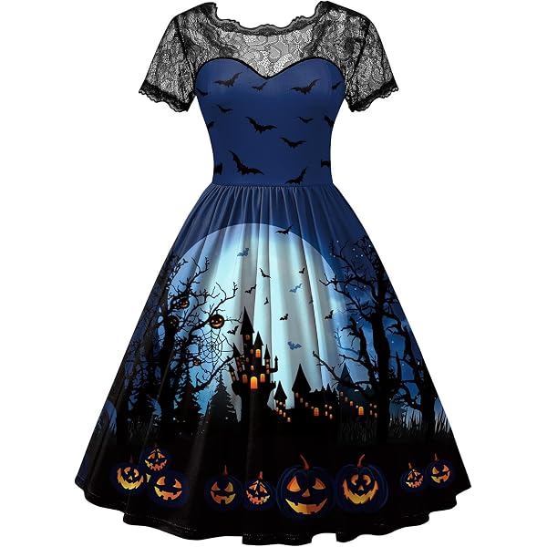 Dawwoti Donne da Donna Halloween Abiti Casual Barzanck A-Line