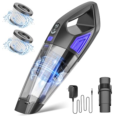 ATONEP Handheld Vacuum Cordless Cleaner,Powerful Portable and Dust Buster Hand Vcauum Rechargeable with Large-Capacity Battery for CarPetOfficeHome (Mixed Colors) (Dark Blue)