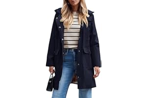 SaphiRose Women's Waterproof Rain Jacket Lightweight Raincoat Hooded Windbreaker Trench Coat