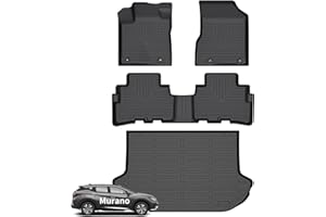 Wayhigh-for 2017.5-2024 Nissan Murano Platinum/S/SL/SV/Midnight Edition All Weather Floor Mats and Cargo Mat Set TPE Waterproof Heavy Duty Rubber Floor Liners Murano Accessories- Black