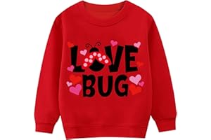 Tkria Toddler Girls Sweatshirt Lovebug Valentines Shirt Kids Heart Print Clothes Long Sleeve Pullover VdayTops 2-7T