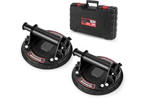 CMOOD Glass Suction Cups to Lift Large Glass, 8" Heavy Duty Suction Cups for Tile, Glass, Marble, Windows, Vacuum Suction Cups Lifter with Handle and Carrying Case, 661 lbs Load Capacity (2 Pack)