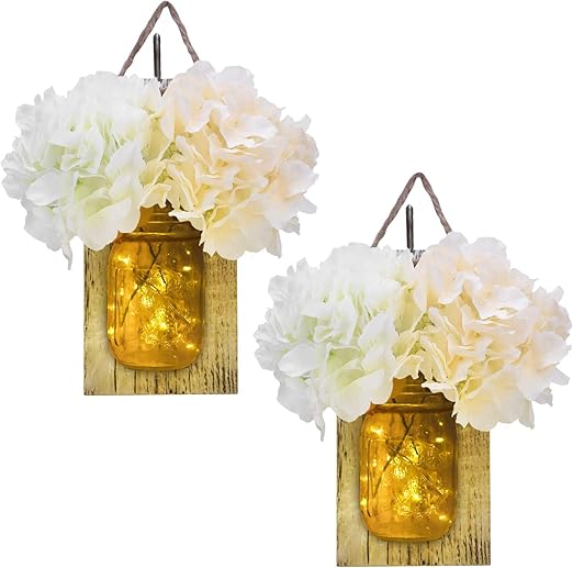 Set Of 2 Lighting Ceiling Fans Mason Jar Fairy Lights Sconce