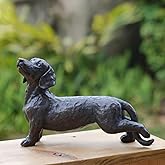LC LCdecohome Dog Statues Outdoor Dachshund Décor - Wiener Dog Garden Statue Made of Resin Material Sausage Statue Dark Brown