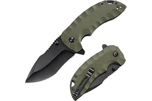 KEXMO Pocket Knife for Men - 2.99'' 8Cr14MoV Blade G10 Handle Folding Pocket Knife with Clip - Small EDC Knife for Tactical Hunting Camping Hiking Survival Gift for Men Dad Husband Women, Green