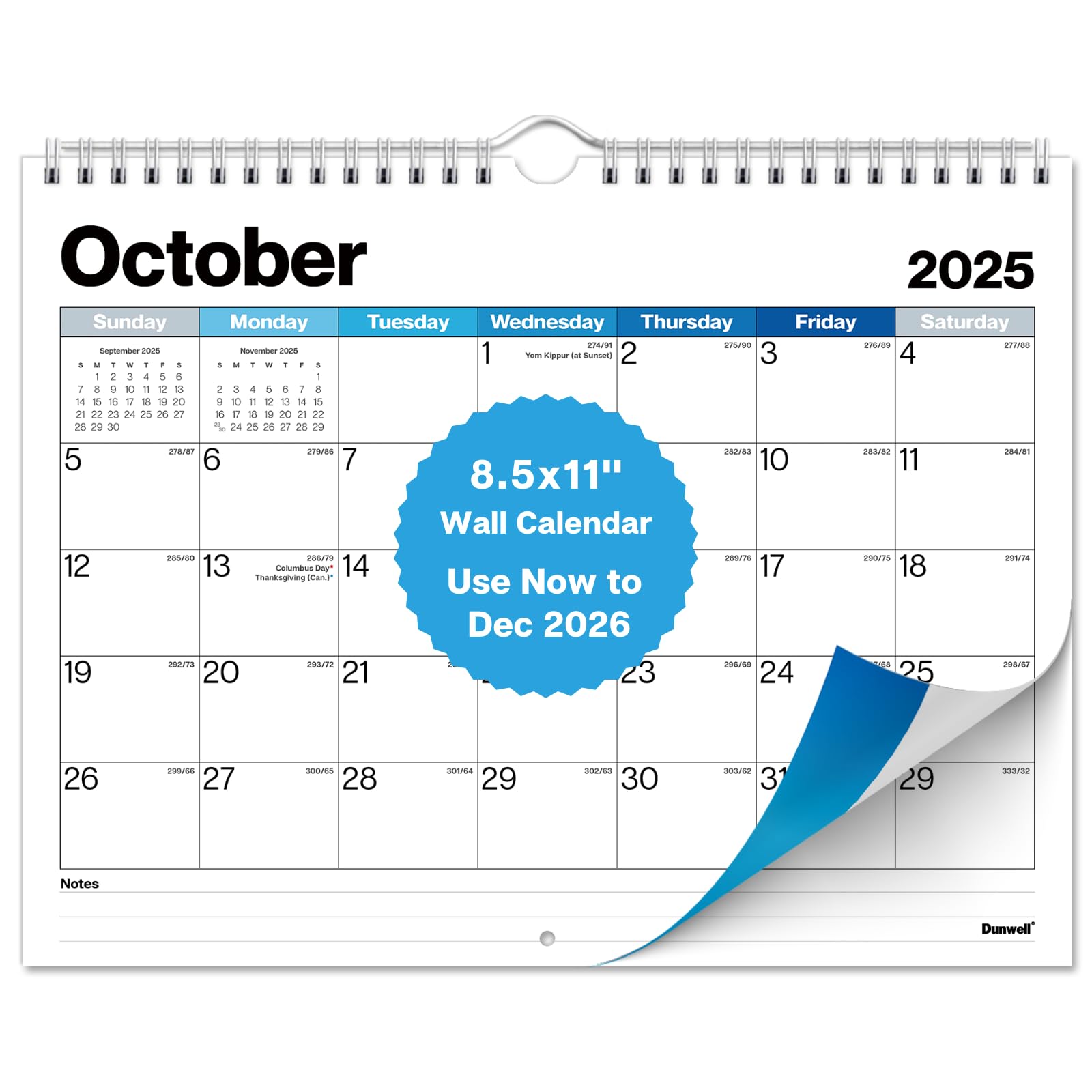 Photo 1 of Dunwell 8.5x11" Wall Calendar 2025-2026, Use Now to December 2026, Use Hanging on Wall or Use as 8.5 x 11 Office Desk Calendar