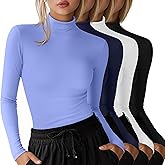 Velvelhall 4 Pack Women's Underscrub Shirts Long Sleeve Mock Turtleneck Slim Fit Scrub Basic Undershirt Tees Tops for Nurse