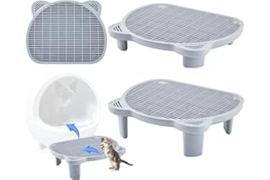 Kritkin 1 Pcs Adjustable Cat Litter Box Step, Litter Box Cat Ramp Double Layered with Filter Function Easy Clean for Old and Kitten(Grey)
