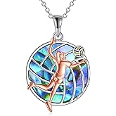 CRMAD Volleyball Gifts Necklace for Players Sterling Silver Abalone Shell/Crystal Sport Inspirational Jewelry for Women