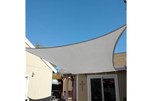 KANAGAWA Sun Shade Sail 16'x16' Gray Rectangle UV Block Canopy Cover for Patio Backyard Lawn Garden Outdoor Activities