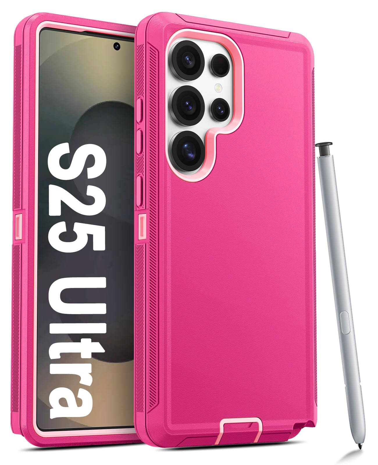 Jelanry Case for Samsung Galaxy S25 Ultra 5G, Heavy Duty Rugged & Dual-Layer Shockproof Dropproof Protection w/Port Anti Dust/Scratch Bumper Cover Back Phone Case for Galaxy S25 Ultra 6.9" 2025, Pink