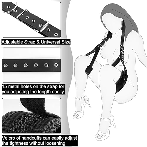 Sex Bondage BDSM Kit, Bed Restraints Thigh Sling Spreader Straps Neck to  Thigh/Ankle Restraint Bondage Submissive Gear, Open Leg Straps SM Game  Kinky Sex Toys for Women Couples Beginner (Black) in Saudi