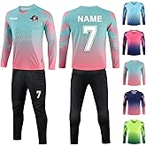 Custom Goalie Jersey Soccer for Adult/Kids Goalkeeper Jersey Personalized Long Sleeve and Pants with Name Team Logo