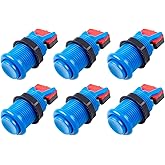 EG STARTS 6X American Style Standard Arcade Buttons Switchable Happ Type 30mm Push Button 3/16" Terminal for Jamma Mame Kit Parts (Blue)
