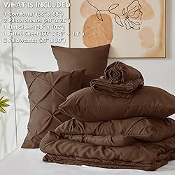 CozyLux Brown Comforter Queen Size Set- 7 Pieces