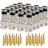 20PCS BNC Compression Connector 75 Ohm Coupler with Copper Pin for RG58-59 Crimper Video Plug Extension Coaxial Siamese Cable