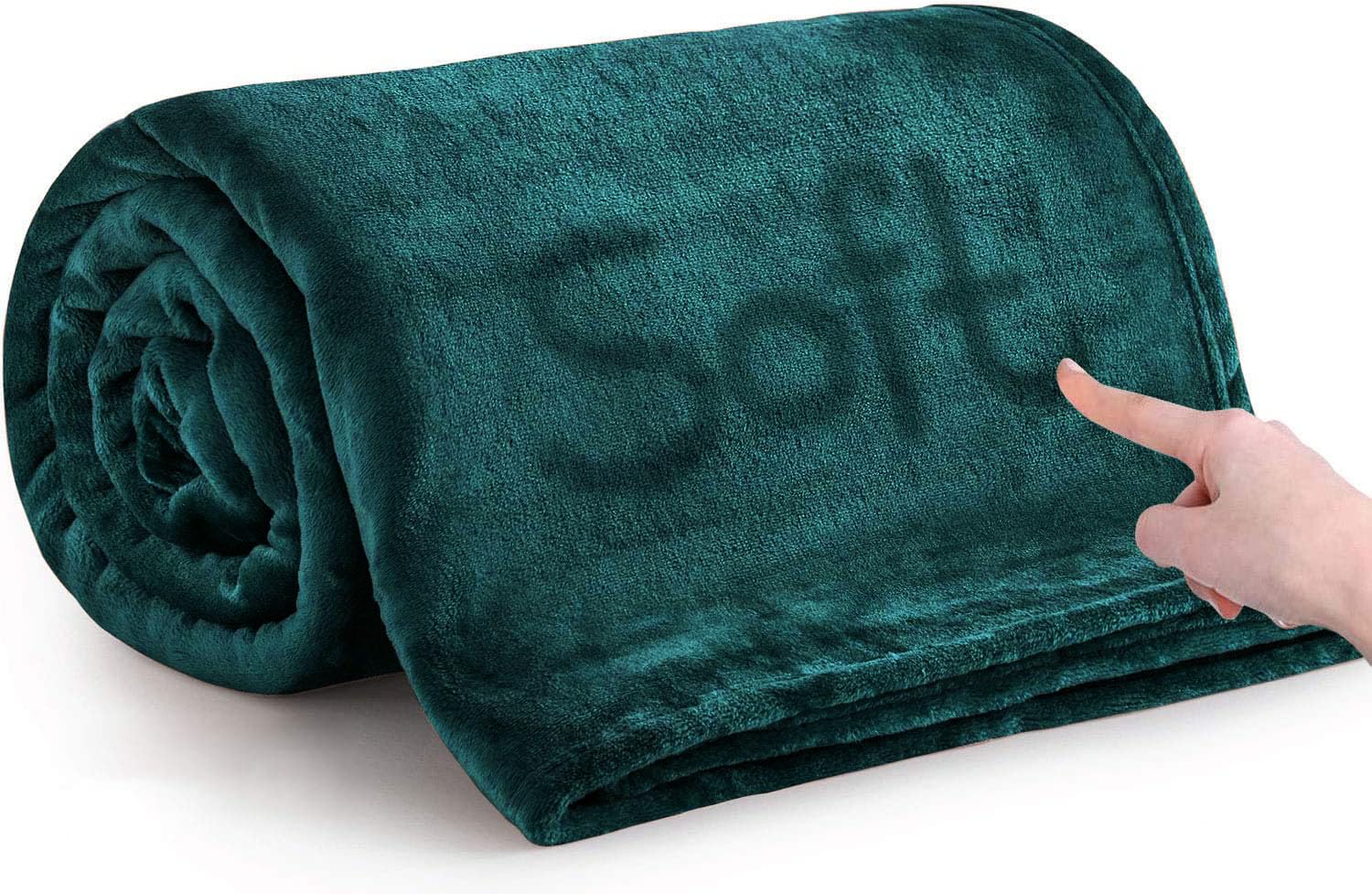 MOONLIGHT20015 Fleece Throw Blanket for Sofa - Soft Cosy Fluffy Blankets for Bed, 400 GSM Silk Touch Warm Single Throws for Audlts, Green Emerald, 130x150 cm