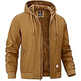 TBMPOY Men's Winter Jackets Hooded Work Cotton Fleece Lined Duck Coats Flannel Active Workwear Coat