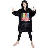 Marvel Avengers Wearable Blanket Hoodie Gifts for Boys Girls, Teens Fleece Blanket with Sherpa Hood Black Panther Loungewear