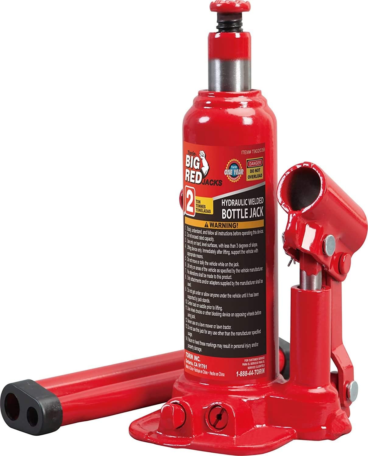 BIG RED T90203B Torin Hydraulic Welded Bottle Jack, 2 Ton (4,000 lb) Capacity, Red: Automotive