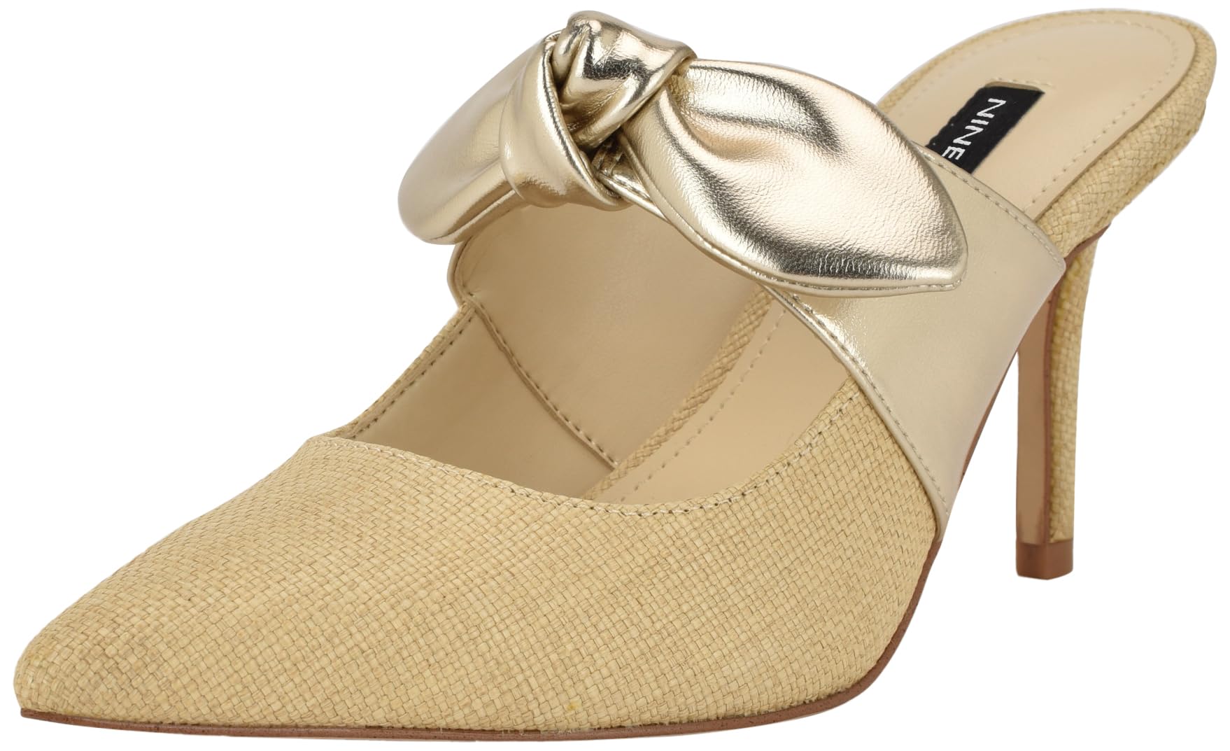 Nine West Women’s Demmure Pump, Light Natural/Gold 111, 7.5