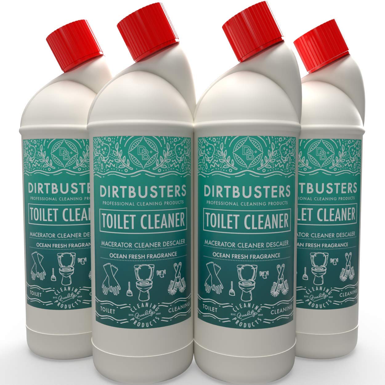 Dirtbusters Toilet Macerator Cleaner & Descaler, Deep Cleaning With Limescale Remover, Safe To Use With Pump Units, Toilets, Septic Tanks, Macerators & Urinals (4x1L)