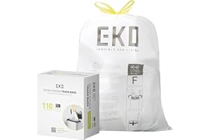 EKO Extra Strong 13 Gallon Large Drawstring Trash Bags, Heavy-Duty Garbage Bags for Kitchen & Household Use (50L), Leak-Resis