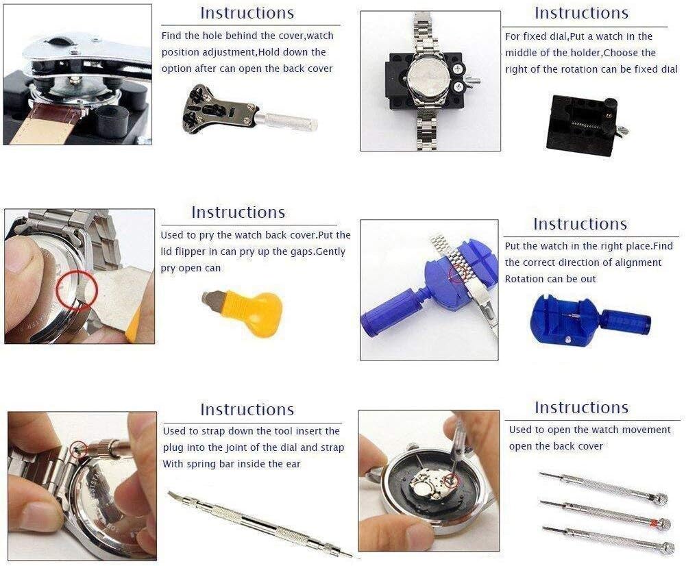 Watch Repair Tool Kit Professional - Watch Tools Including Watch Press Kit, Larger Rubber Dust Blowers, Spring Bars, Watch Battery Replacement Tool Kit,Watch Band Link Pins with Carrying Case (406pcs): Home Improvement