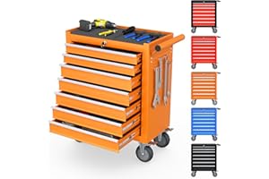 Granper 7-Drawer Tool Chest, Tool Box with Wheels, Movable Rolling Tool Chest, High Capacity Tool Chest with Wheels, Heavy Duty Tool Cabinet for Workshop, Garage and Repair Room(Orange)