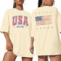 Women's Patriotic T-Shirt - "Land Of The Free Because Of The Brave" USA 4th Of July Shirt (Oversized Fit) - View #8