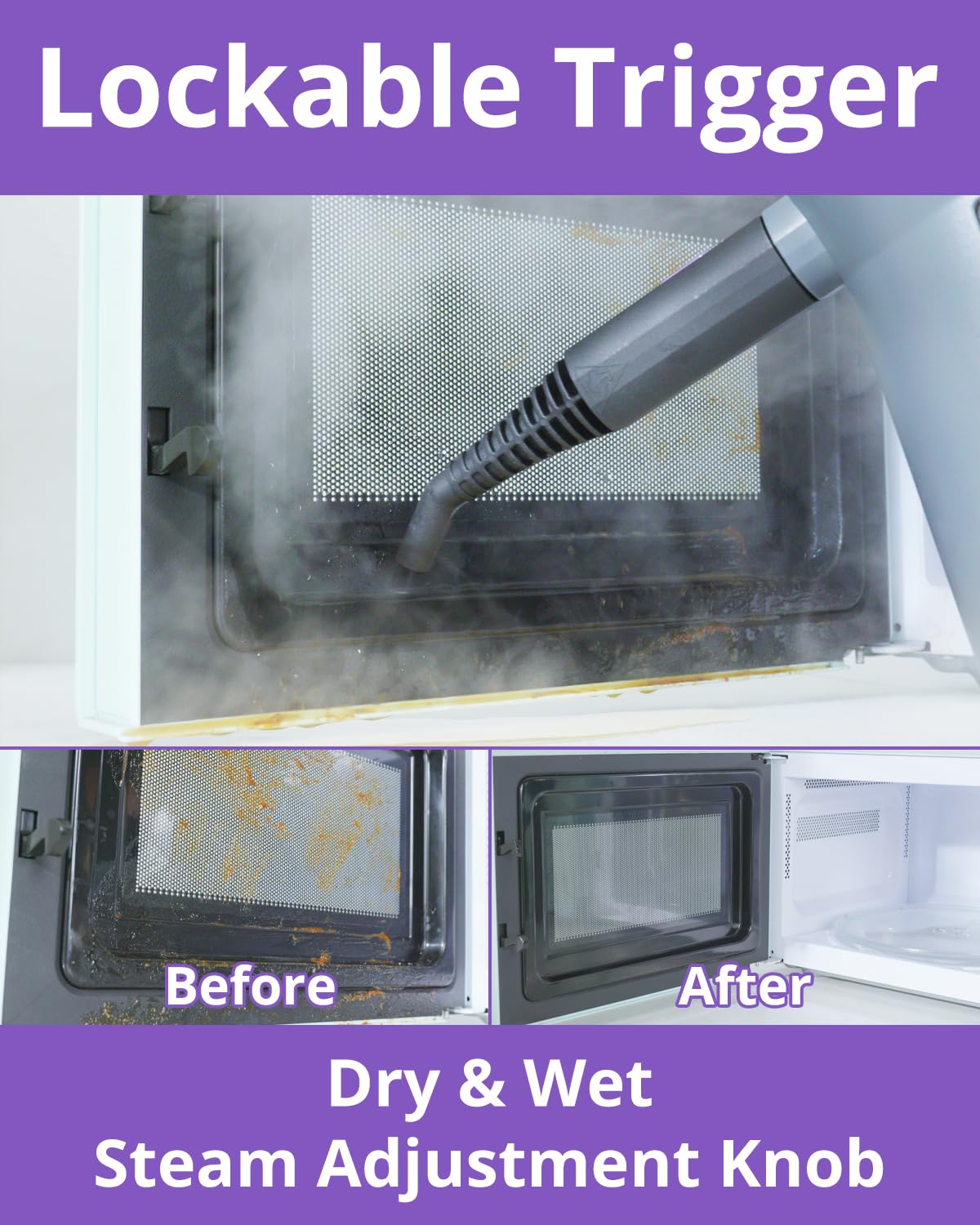 Steam Cleaner: 10s Fast Heating-Lockable Steam Trigger-Large Tank-Refill Anytime-No Cooling-14 PCS Kit-Hand Held HandHeld Multi Portable Steamer for Home Kitchen Grout Tile Shower Cleaning Grey