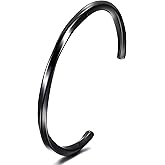 CIUNOFOR Stainless Steel Cuff Bracelets for Men, Men’ Silver Metal Simple Bangle Bracelet, 8.5 inches Inner Circ., Twisted Bracelet for Adult, Viking Jewelry Gift