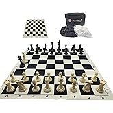 20'' Silicone Board Game Chess Set，4" King Height Chess Pieces，Travel Foldable Portable Chess Game Set for Adults and Kids with Family Board Game