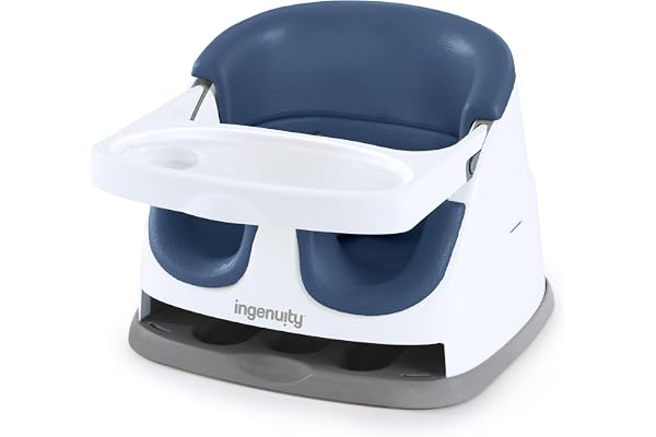 Ingenuity Baby Base 2-in-1 Booster Feeding and Floor Seat with Self-Storing Tray - Night Sky