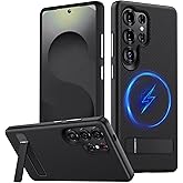 FIERANY for Samsung Galaxy S25 Ultra Magnetic Case, [Fit for Magsafe] Military Grade Dual-Layer Shockproof Protective with Non Slip Textured Back, Phone Case with Kickstand for S25 Ultra (Black)