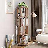 KASLANDI Solid Wood Rotating Bookshelf with Brake