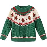 SIUULUZZ Girls Christmas Sweater Pullover Xmas Gingerbread Fair Isle Warm Winter Knit Top