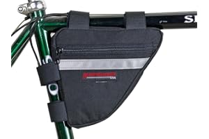 Bushwhacker Ketchum Black Bicycle Frame Bag with Reflective Trim – Cycling Triangle Pack for Under Seat and Top Tube – Front and Rear Accessories Bike Storage