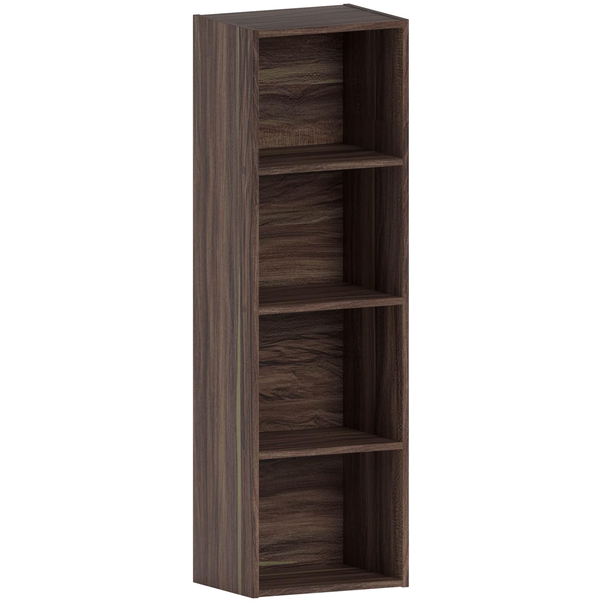 Vida Designs Oxford 4 Tier Cube Bookcase, Walnut Wooden Shelving Display Storage Unit Office Living Room Furniture