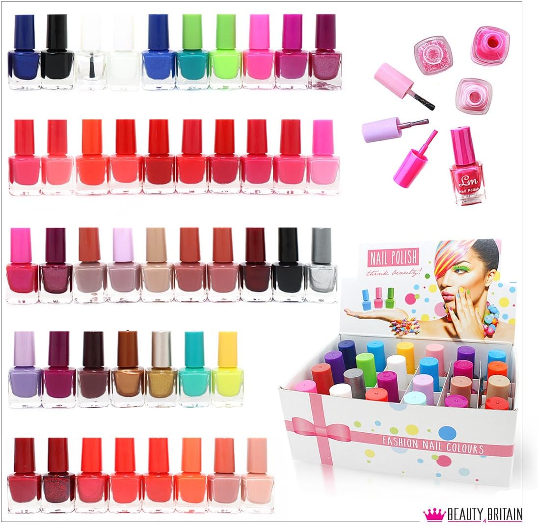 48 x NAIL POLISH VARNISH SET 45 DIFFERENT BRIGHT AND GLITTER COLOURS WHOLESALE JOB LOT