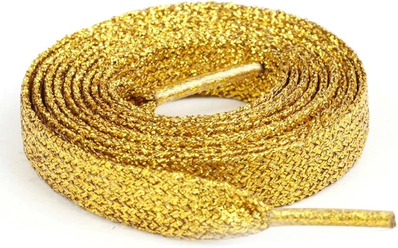 ILOVEDIY 1 Pair Flat Glittering Gold Coloured Shoe Laces Canvas Sneaker