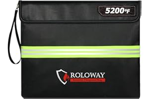 ROLOWAY Fireproof Document Bag (14 x 11 inch) with 5200℉ Upgraded Aluminum Foil Layer, Fireproof Bag for Documents with Reflective Strip and Zipper (Black)