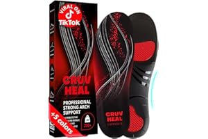 CRUVHEAL 220+ lbs Plantar Fasciitis High Arch Support Insoles Men Women - Orthotic Shoe Inserts - Boot Work Shoe Insole (L, B