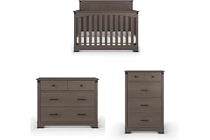 Child Craft Redmond Full Panel Crib, Dresser and Chest Nursery Set, 3-Piece, Includes 4-in-1 Convertible Crib, Dresser and Chest, Grows with Your Baby (Dapper Gray)