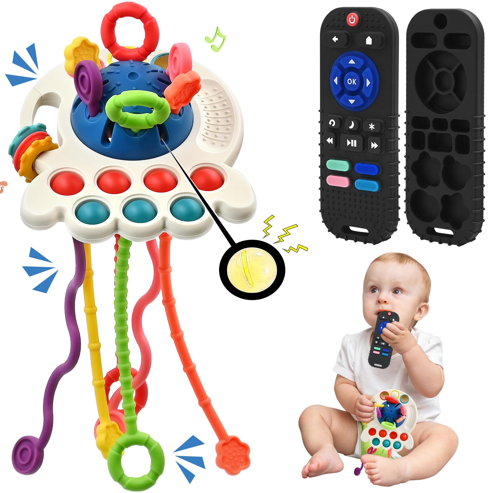 Photo 1 of AiTuiTui Sensory Montessori Baby Teething Toys, Silicone Remote Control Teether Toddler Educational Learning Travel Toys for 3 6 9 12 18 Months Infant Newborn Boy Girl Birthday Gifts