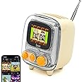 Divoom Tiivoo-2 FM Radio Bluetooth Speaker with Alarm Clock,Pixel Art Retro Mini Small Cute Wireless Speaker,Vintage Decor Suitble for Party Office Home Desk Bedroom Kitchen Outdoor,Cream